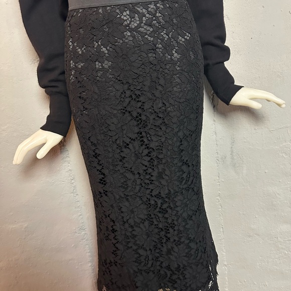 Dolce & Gabbana Black Lace Pencil Skirt -High -WaistedSilk Lined Made In Italy